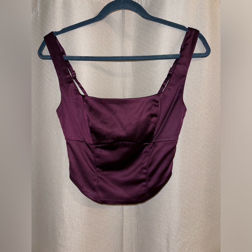 Small dark red/purple Abercrombie cropped satin tank